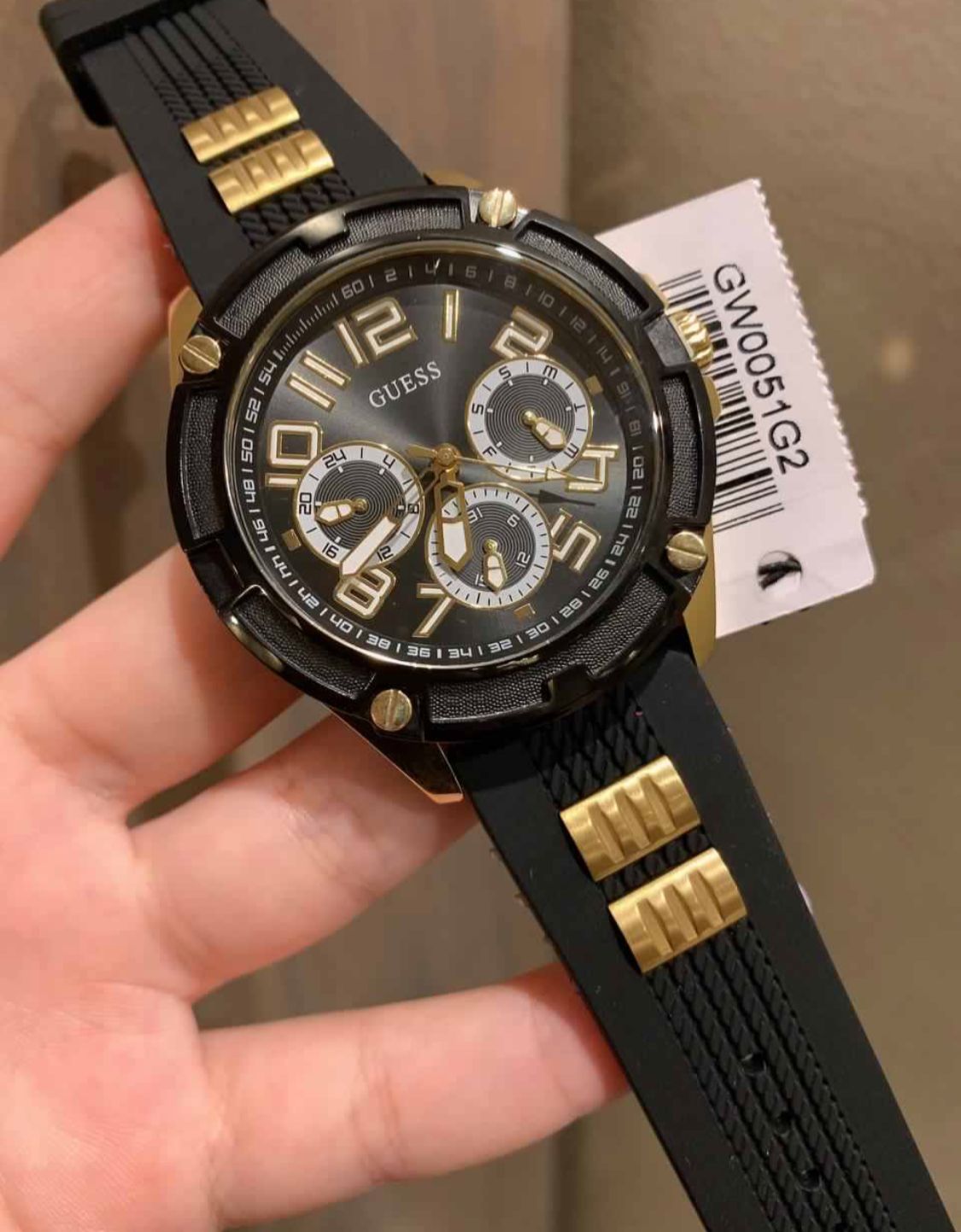  Shop Authentic Guess Delta Black Dial Black Rubber Strap Watch for Men - GW0051G2 - Luxxuri