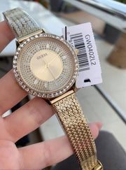  Shop Authentic Guess Soiree Diamonds Gold Dial Gold Mesh Bracelet Watch for Women - GW0402L2 - Luxxuri