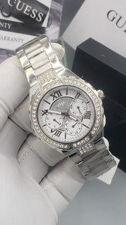  Shop Authentic Guess Viva Quartz Silver Dial Silver Steel Strap Watch For Women - W0111l1 - Luxxuri