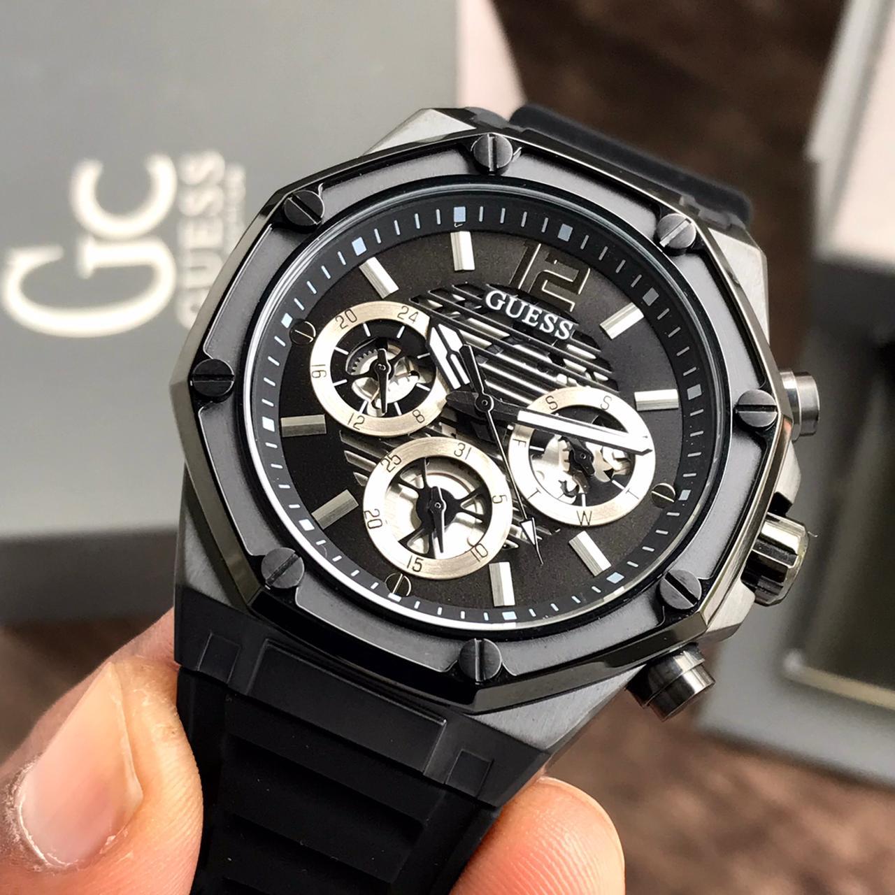  Shop Authentic Guess Momentum Black Dial Black Rubber Strap Watch for Men - GW0263G4 - Luxxuri