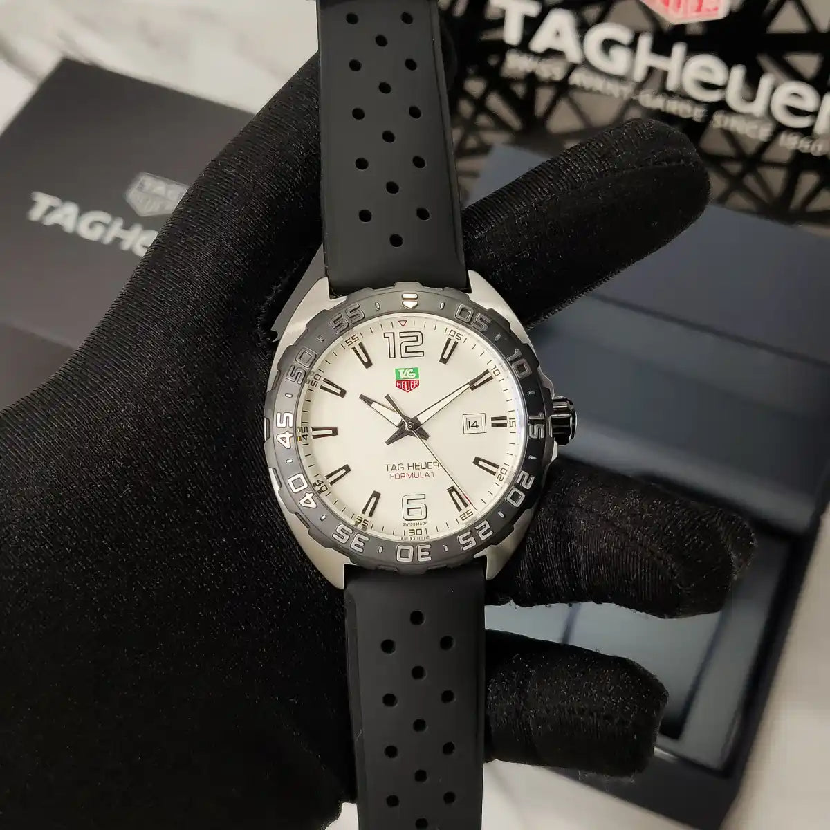  Shop Authentic Tag Heuer Formula 1 Quartz White Dial Black Rubber Strap Watch for Men -  WAZ1111.FT8023 - Luxxuri