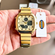  Shop Authentic Fossil Retro Analog-Digital Gold Dial Gold Steel Strap Watch for Men - FS5889 - Luxxuri