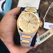  Shop Authentic Fossil Everett Chronograph Gold Dial Two Tone Steel Strap Watch for Men - FS5796 - Luxxuri