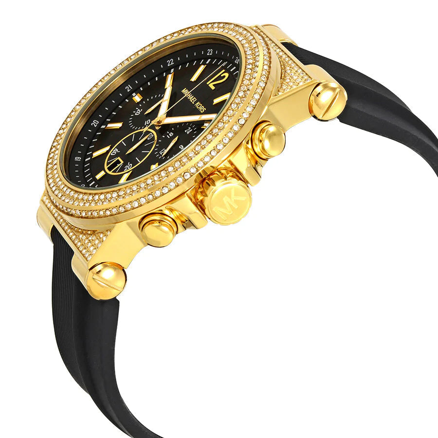  Shop Authentic Michael Kors Dylan Chronograph Black Dial Black Rubber Strap Watch For Women - MK8556 - Luxxuri
