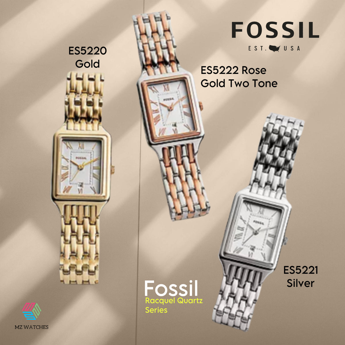  Shop Authentic Fossil Raquel Three Hand Date White Dial Silver Steel Strap Watch for Women - ES5221 - Luxxuri