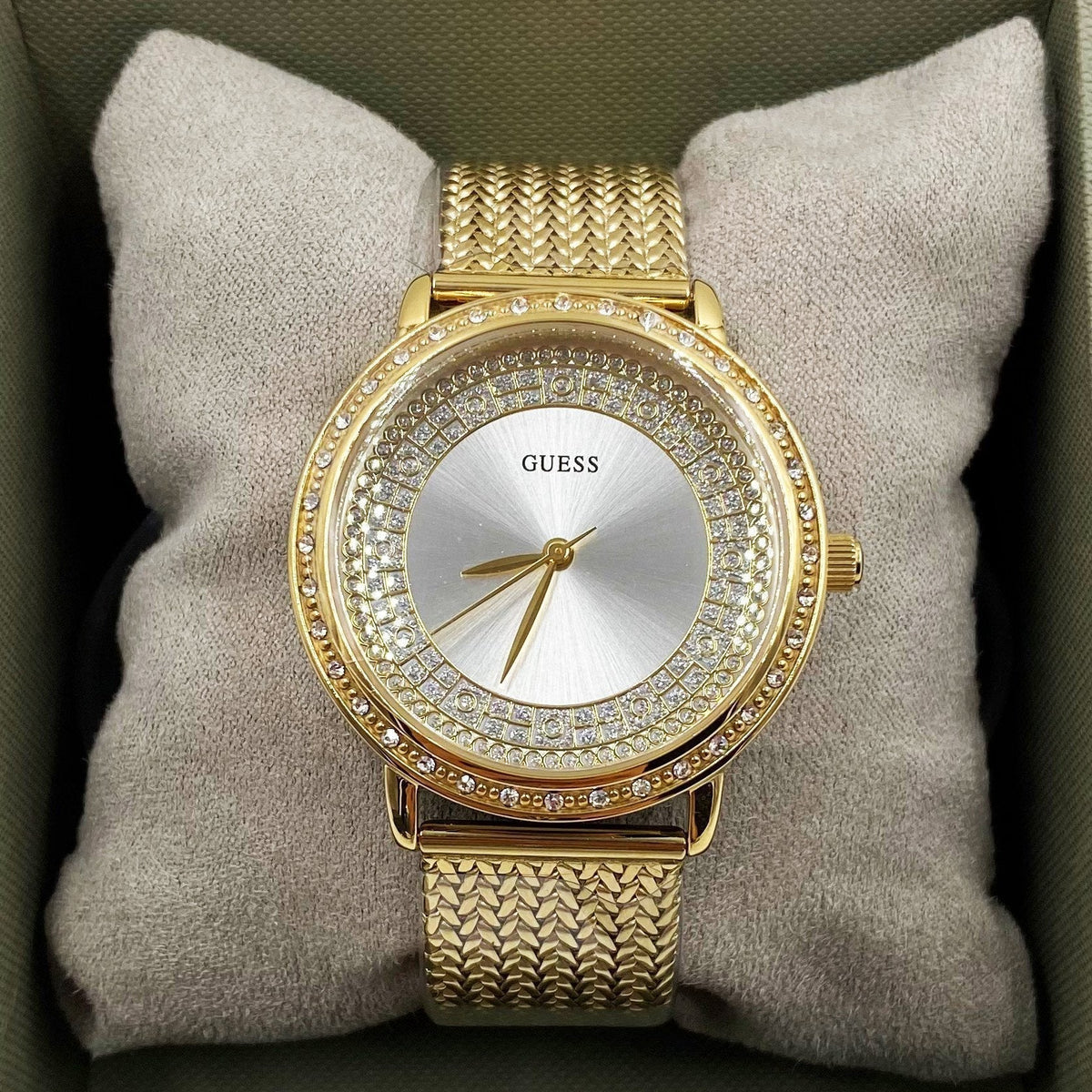 Shop Authentic Guess Willow Two Tine Dial Gold Mesh Bracelet Watch For Women - W0836L3 - Luxxuri