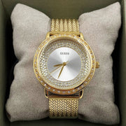  Shop Authentic Guess Willow Two Tine Dial Gold Mesh Bracelet Watch For Women - W0836L3 - Luxxuri
