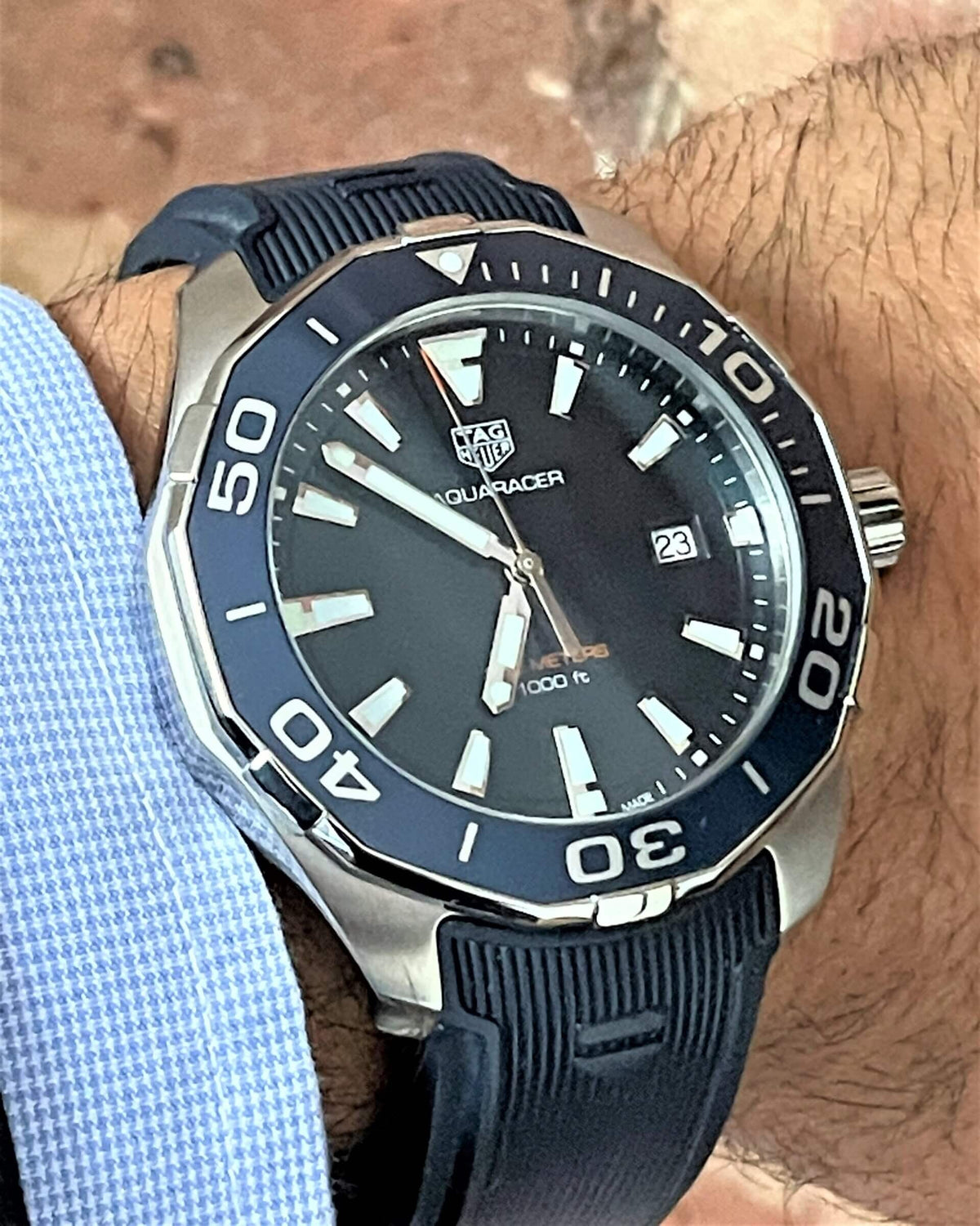  Shop Authentic Tag Heuer Aquaracer Quartz Blue Dial Blue Rubber Strap Watch for Men - WAY101C.FT6153 - Luxxuri