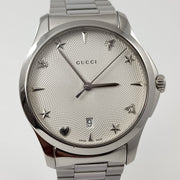  Shop Authentic Gucci G Timeless Silver Dial Silver Steel Strap Watch For Women - YA1264028 - Luxxuri
