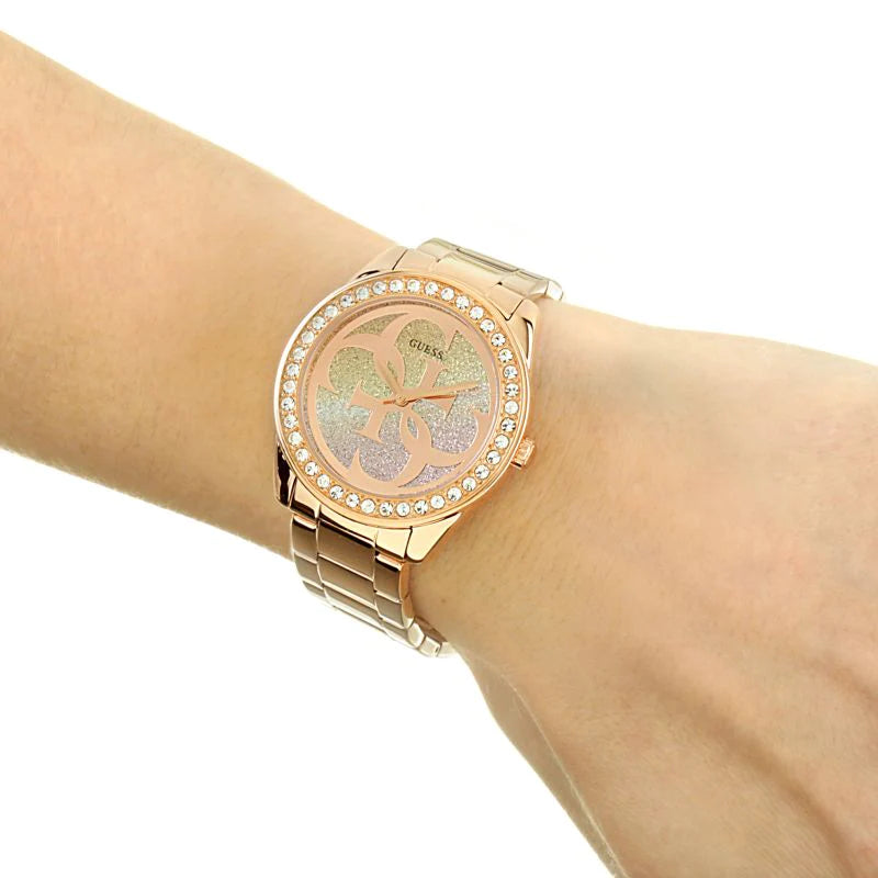  Shop Authentic Guess G Twist Diamonds Rose Gold Dial Rose Gold Steel Strap Watch For Women - W1201L3 - Luxxuri