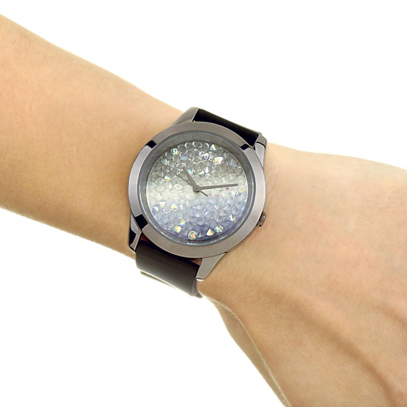  Shop Authentic Guess Crush Crystals Silver Dial Black Rubber Strap Watch for Women - W1223L4 - Luxxuri