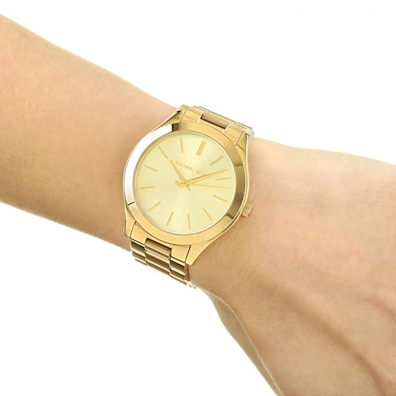  Shop Authentic Michael Kors Slim Runway Gold Dial Gold Stainless Steel Strap Watch for Women - MK3179 - Luxxuri