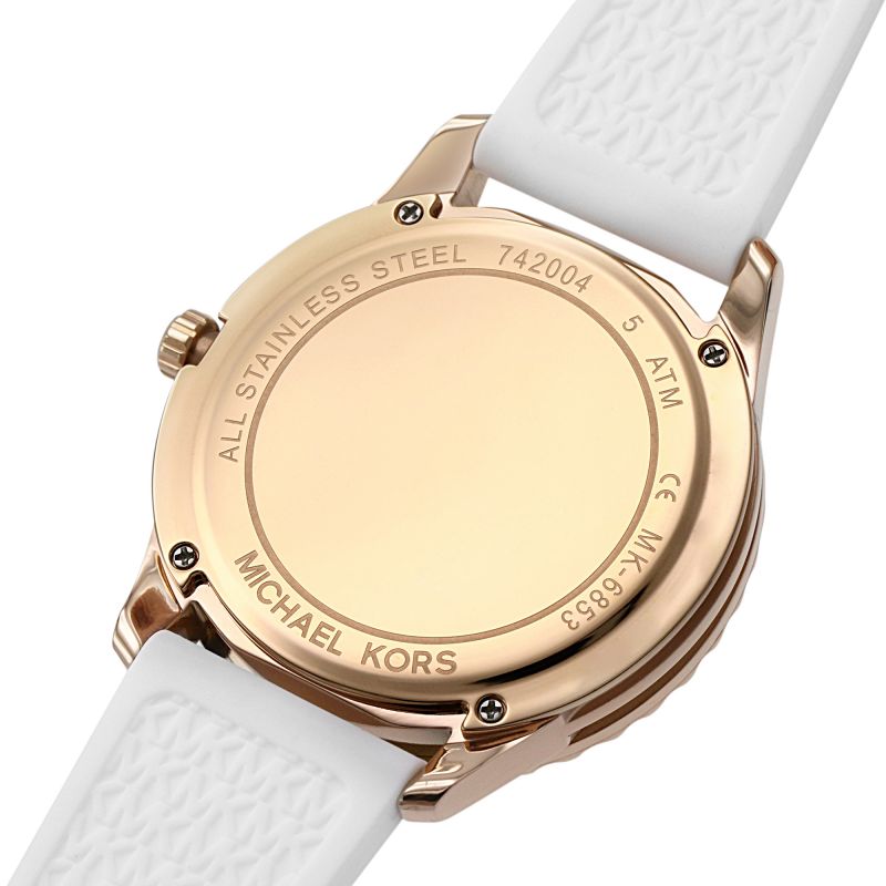  Shop Authentic Michael Kors Runway Quartz White Dial White Rubber Strap Watch For Women - MK6853 - Luxxuri