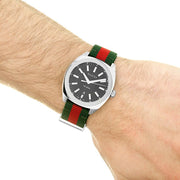  Shop Authentic Gucci GG2570 Quartz Black Dial Green & Red Nylon Strap Watch For Men - YA142305 - Luxxuri