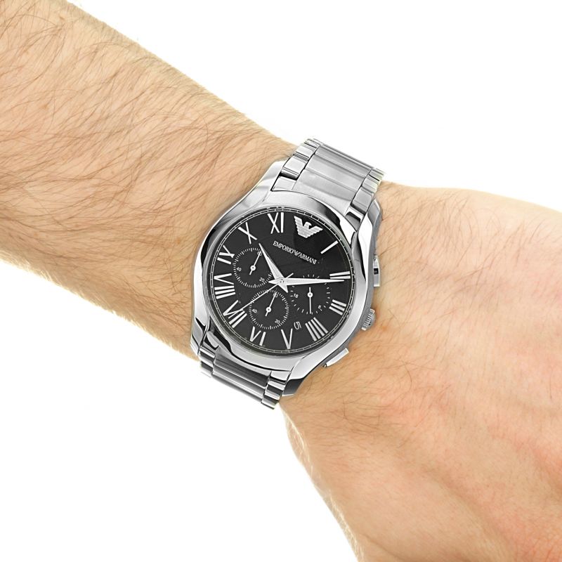  Shop Authentic Emporio Armani Valente Chronograph Quartz Black Dial Silver Steel Strap Watch For Men - AR11083 - Luxxuri