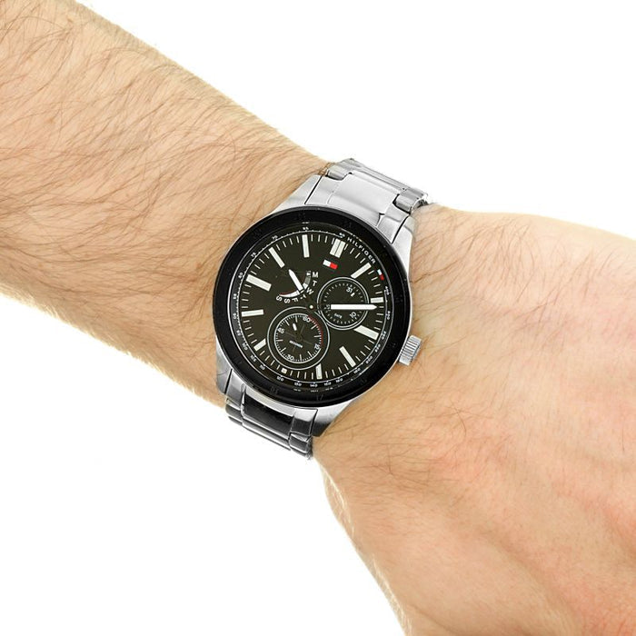  Shop Authentic Tommy Hilfiger Austin Black Dial Silver Steel Strap Watch for Men - 1791639 - Luxxuri