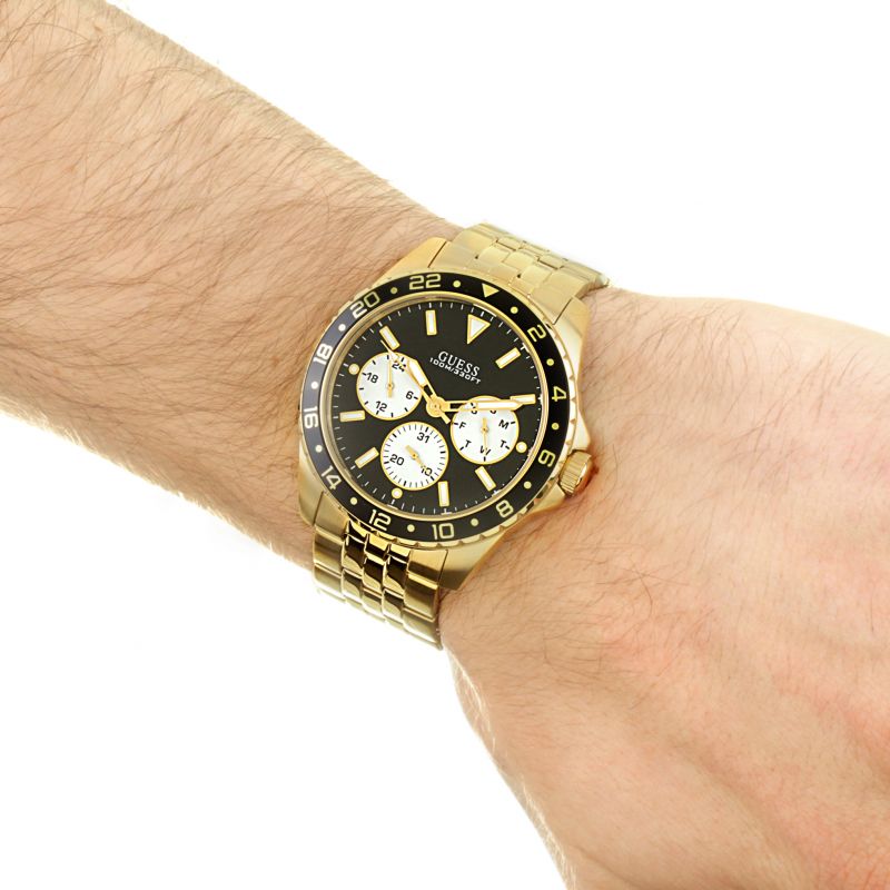  Shop Authentic Guess Odyssey Multifunction Black Dial Gold Steel Strap Watch For Men - W1107G4 - Luxxuri