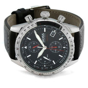  Shop Authentic Hugo Boss Aero Chronograph Black Dial Black Leather Strap Watch for Men - 1513770 - Luxxuri