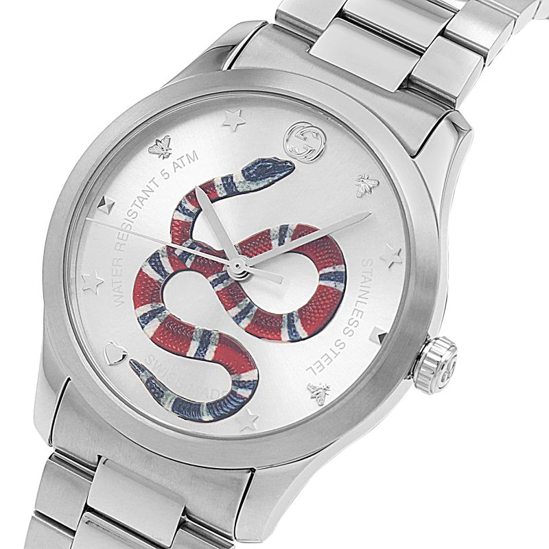  Shop Authentic Gucci G Timeless Silver Dial Silver Steel Strap Watch For Women - YA1264076 - Luxxuri
