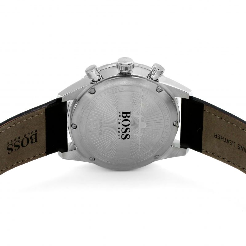  Shop Authentic Hugo Boss Aero Chronograph Black Dial Black Leather Strap Watch for Men - 1513770 - Luxxuri