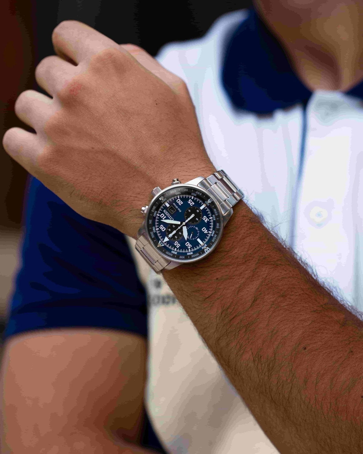  Shop Authentic Citizen Eco Drive Chronograph Blue Dial Silver Stainless Steel Watch For Men - CA0690-88L - Luxxuri