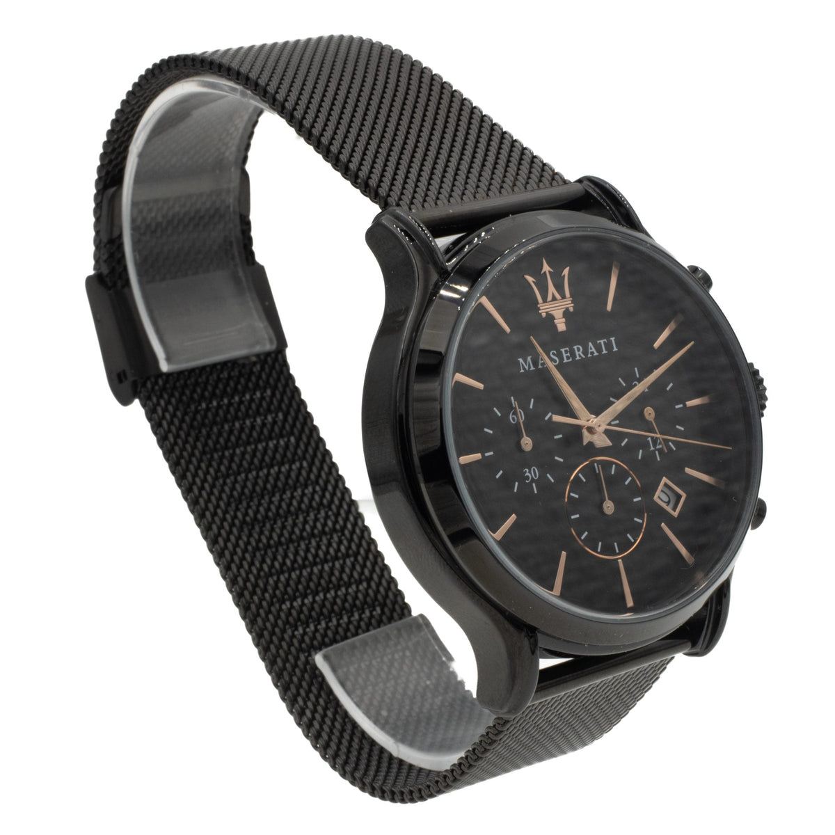  Shop Authentic Maserati Epoca Chronograph Black Dial Black Mesh Strap Watch For Men - R8873618013 - Luxxuri