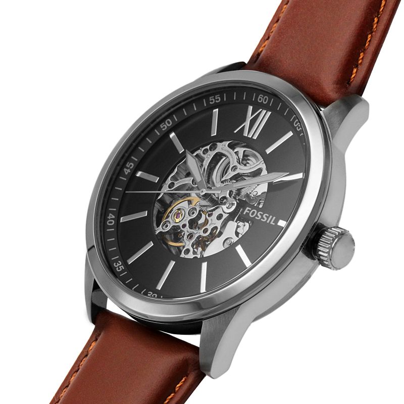  Shop Authentic Fossil Flynn Automatic Black Dial Brown Leather Strap Watch for Men - BQ2270 - Luxxuri