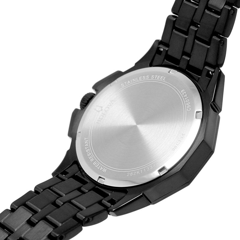  Shop Authentic Bulova Octova Chronograph Black Crystal Dial Black Steel Strap Watch for Men - 98C134 - Luxxuri