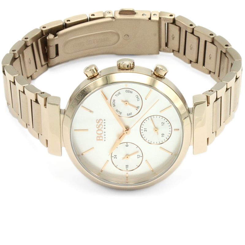  Shop Authentic Hugo Boss Flawless Quartz White Dial Gold Steel Strap Watch for Women -1502531 - Luxxuri