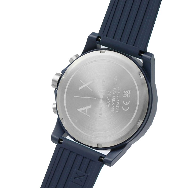  Shop Authentic Armani Exchange Outerbanks Chronograph Blue Dial Blue Silicone Strap Watch For Men - AX7128 - Luxxuri
