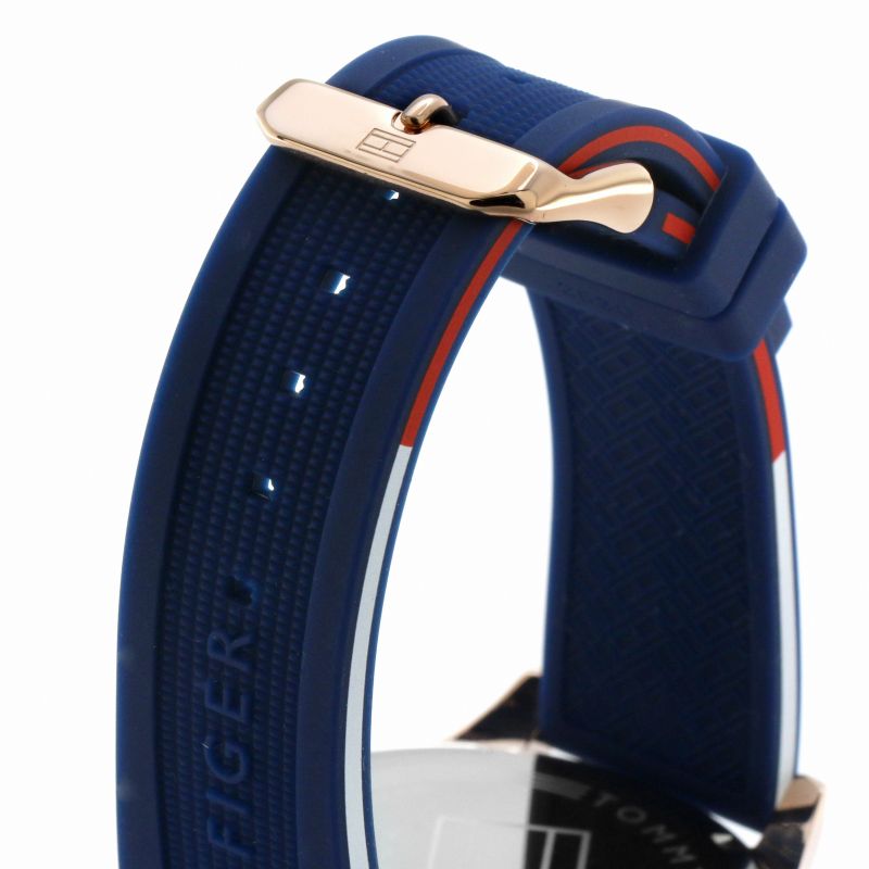  Shop Authentic Tommy Hilfiger Bank Multifunction Quartz White Dial Blue Rubber Strap Watch for Men - 1791778 - Luxxuri