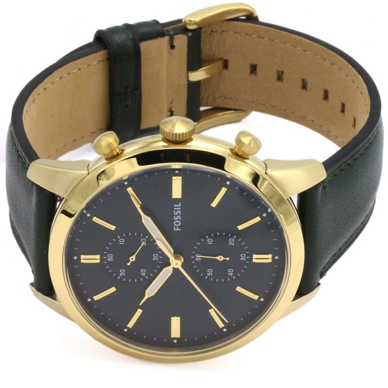  Shop Authentic Fossil Townsman Chronograph Green Dial Green Leather Strap Watch for Men - FS5599 - Luxxuri