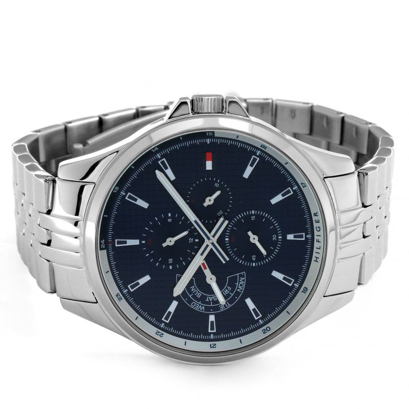  Shop Authentic Tommy Hilfiger Shawn Multifunction Quartz Blue Dial Silver Steel Strap Watch for Men - 1791612 - Luxxuri