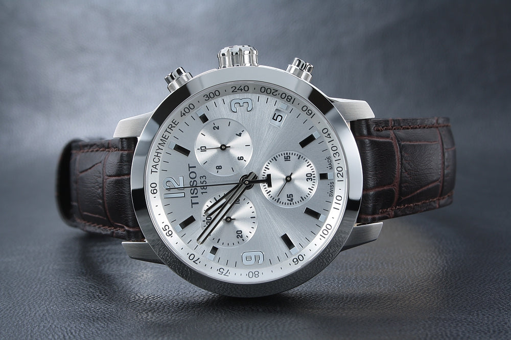  Shop Authentic Tissot PRC 200 Chronograph Silver Dial Brown Leather Strap Watch For Men - T055.417.16.037.00 - Luxxuri