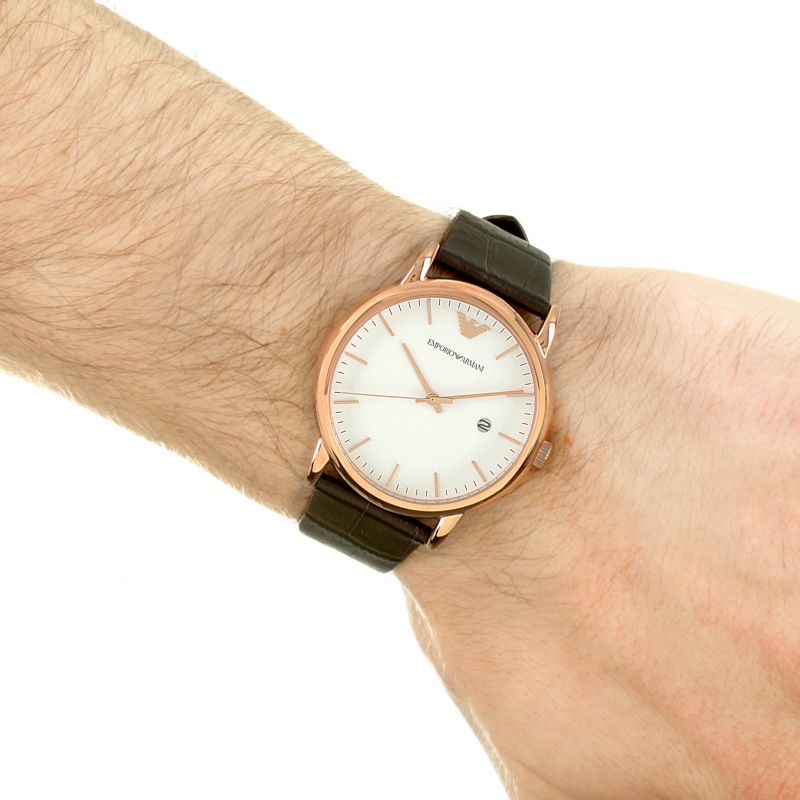  Shop Authentic Emporio Armani Luigi White Dial Brown Leather Strap Watch For Men - AR2502 - Luxxuri
