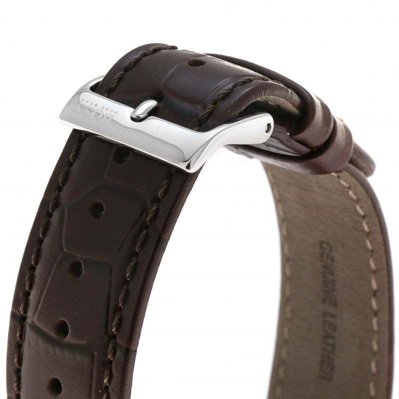  Shop Authentic Hugo Boss Corporal Blue Dial Brown Leather Strap Watch for Men - 151363 - Luxxuri