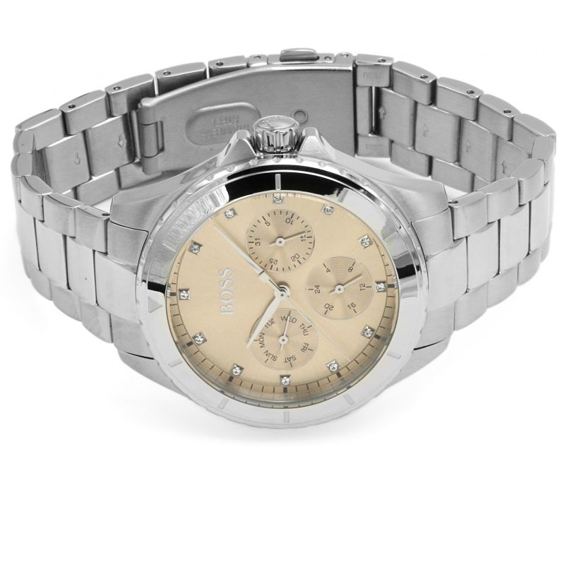  Shop Authentic Hugo Boss Premiere Rose Gold Dial Silver Steel Strap Watch for Women - 1502444 - Luxxuri