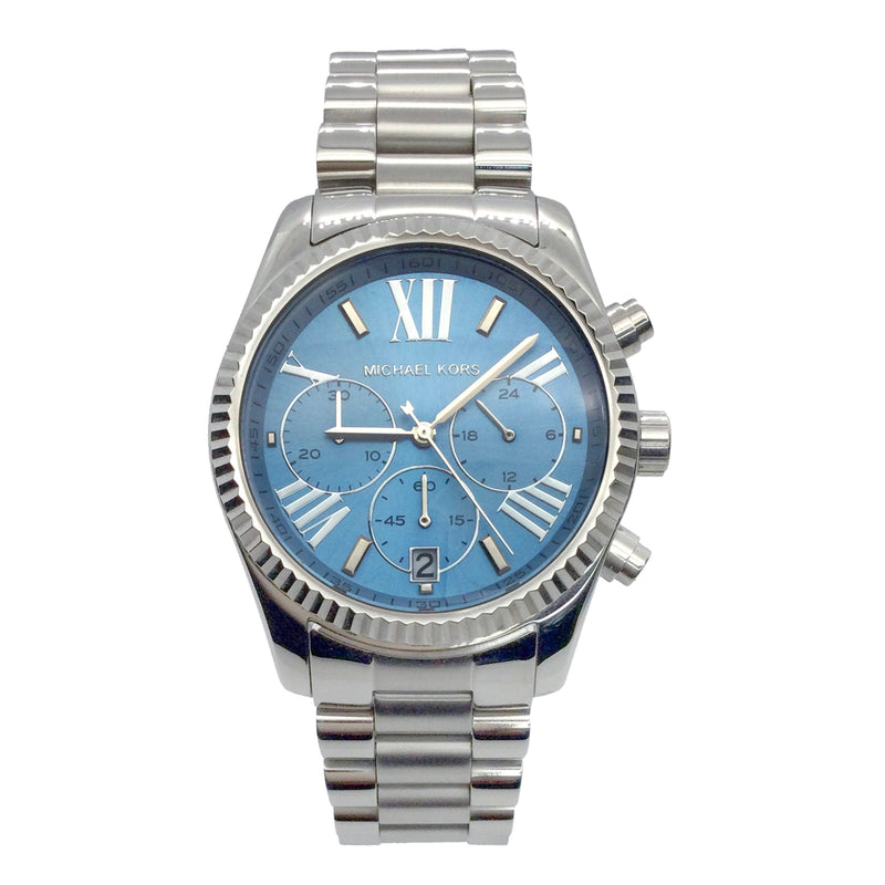  Shop Authentic Michael Kors Lexington Chronograph Blue Dial Silver Steel Strap Watch For Women - MK5887 - Luxxuri