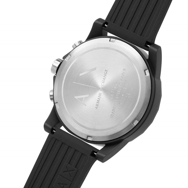  Shop Authentic Armani Exchange Outerbanks Chronograph Black Dial Black Silicone Strap Watch For Men - AX1326 - Luxxuri