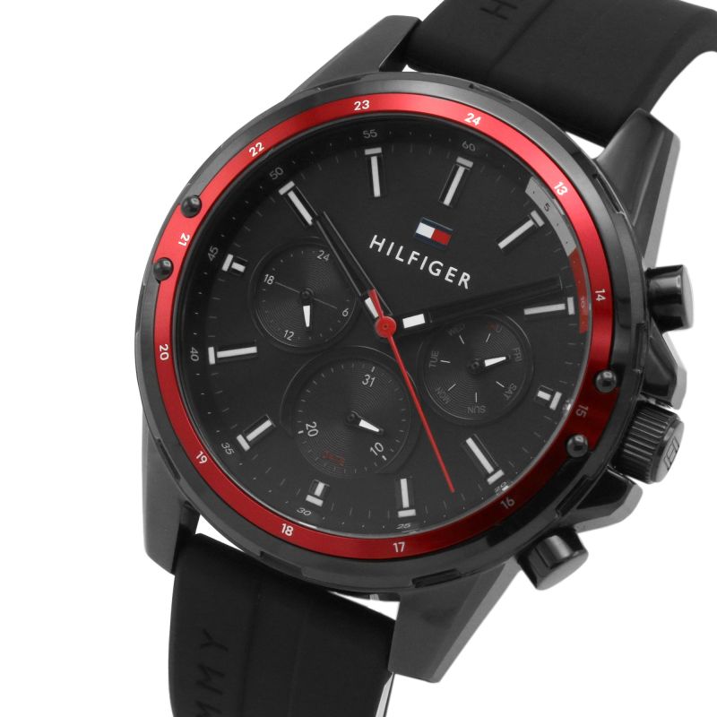  Shop Authentic Tommy Hilfiger Mason Black Dial Black Rubber Strap Watch for Men - 1791793 - Luxxuri