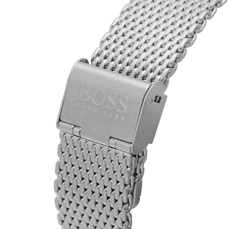  Shop Authentic Hugo Boss Admiral Black Dial Silver Mesh Bracelet Watch for Men - 1513904 - Luxxuri