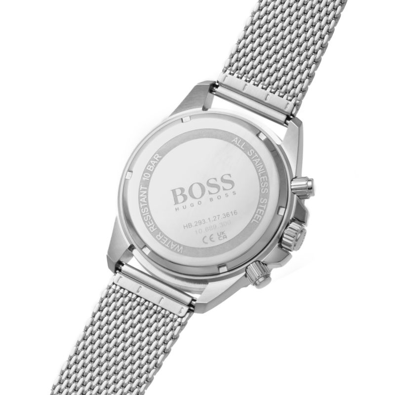  Shop Authentic Hugo Boss Admiral Black Dial Silver Mesh Bracelet Watch for Men - 1513904 - Luxxuri