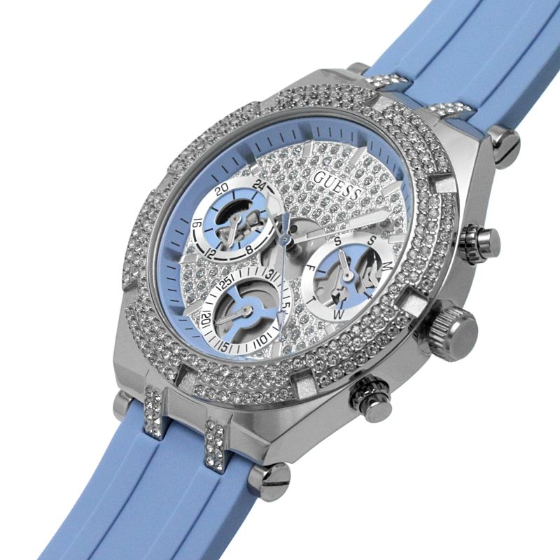  Shop Authentic Guess Heiress Diamonds Blue Dial Blue Rubber Strap Watch for Women - GW0407L1 - Luxxuri