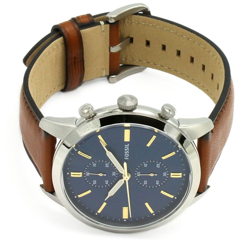  Shop Authentic Fossil Townsman Chronograph Blue Dial Brown Leather Strap Watch for Men - FS5279 - Luxxuri