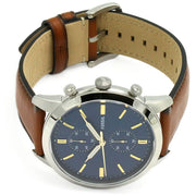  Shop Authentic Fossil Townsman Chronograph Blue Dial Brown Leather Strap Watch for Men - FS5279 - Luxxuri