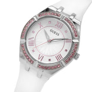  Shop Authentic Guess Sparkling Silver Dial White Rubber Strap Watch For Women - GW0032L1 - Luxxuri