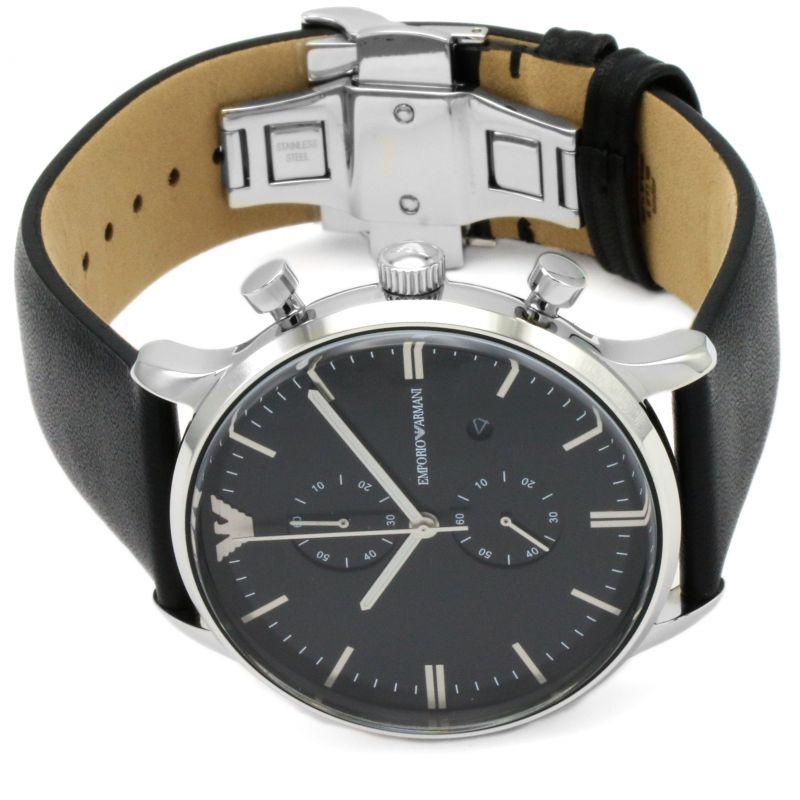  Shop Authentic Emporio Armani Gianni Chronograph Black Dial Black Leather Strap Watch For Men - AR0397 - Luxxuri