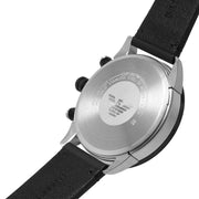  Shop Authentic Emporio Armani Mario Chronograph Blue Dial Black Leather Strap Watch For Men - AR11522 - Luxxuri