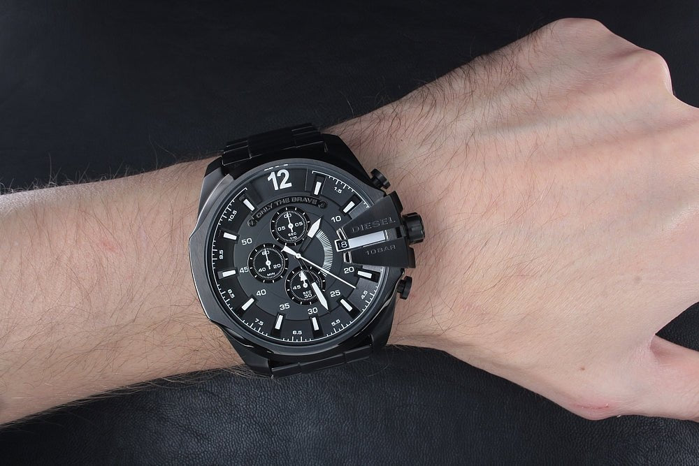  Shop Authentic Diesel Mega Chief Chronograph Black Steel Strap Watch For Men - DZ4283 - Luxxuri