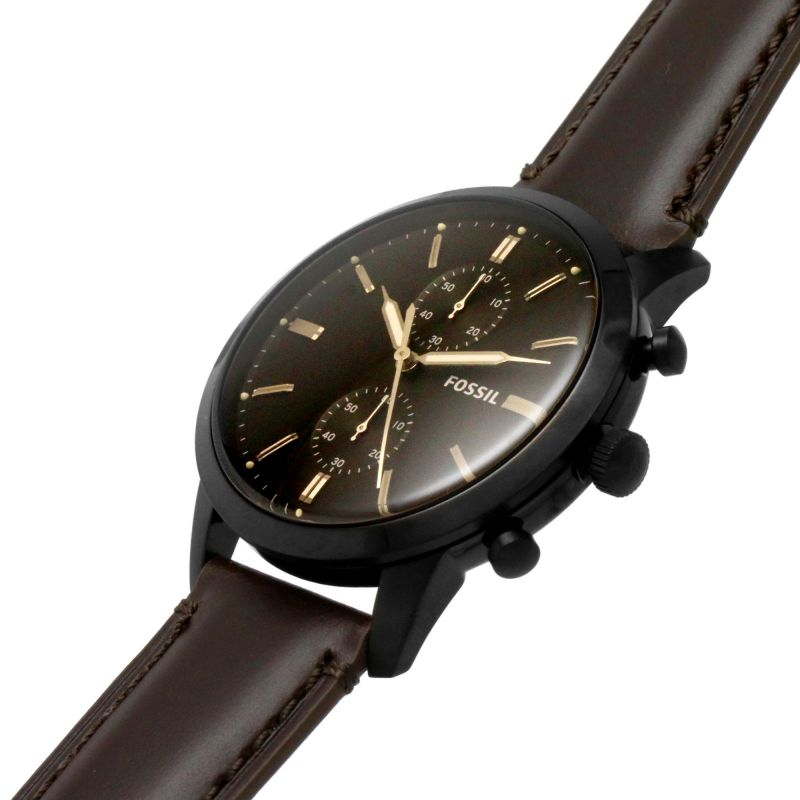 Shop Authentic Fossil Townsman Chronograph Black Dial Brown Leather Strap Watch for Men - FS5437 - Luxxuri